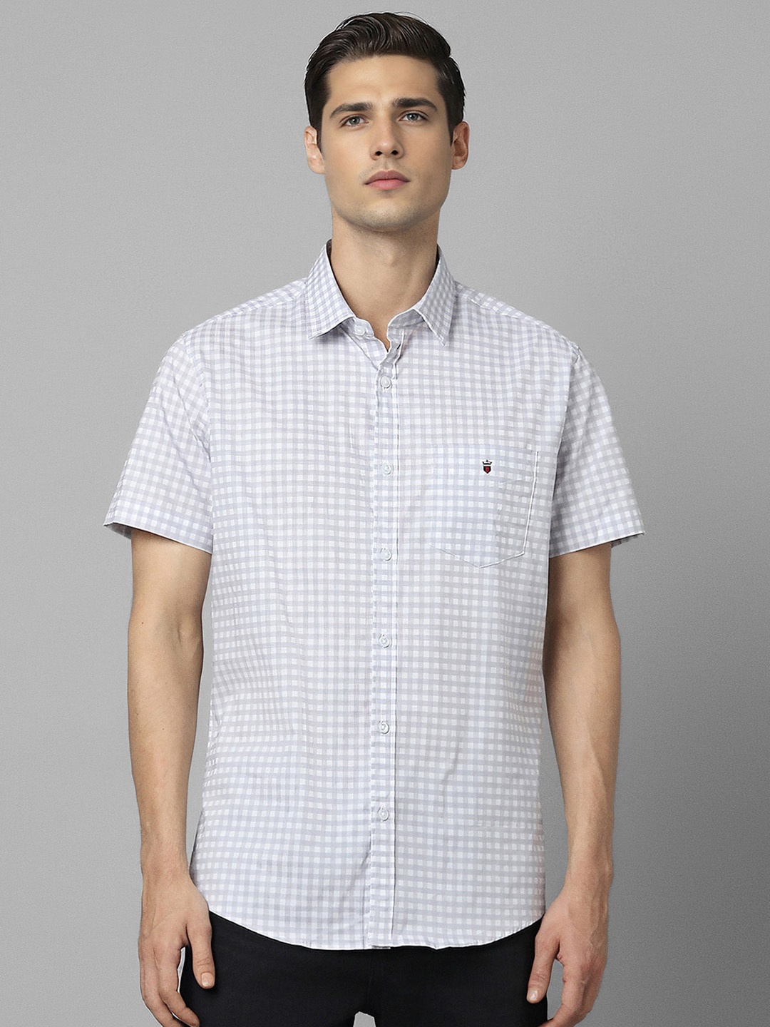 

Louis Philippe Sport Grid Tattersall Checks Spread Collar Slim Fit Cotton Casual Shirt, White