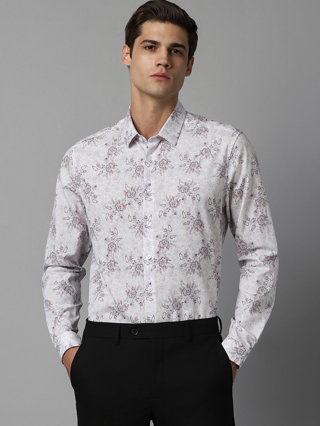 

Louis Philippe Sport Slim Fit Floral Printed Opaque Casual Shirt, Grey