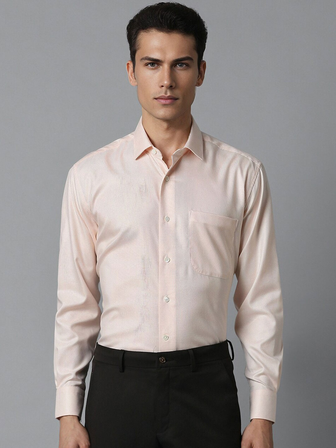 

Luxure by Louis Philippe Cotton Opaque Formal Shirt, Peach