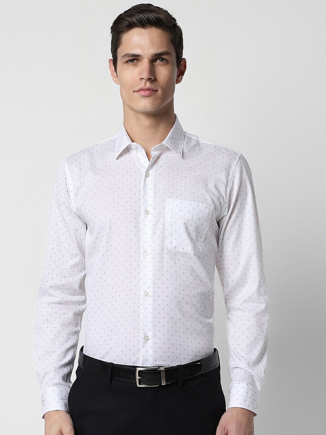 

Peter England Micro Ditsy Printed Cotton Slim Fit Opaque Formal Shirt, White