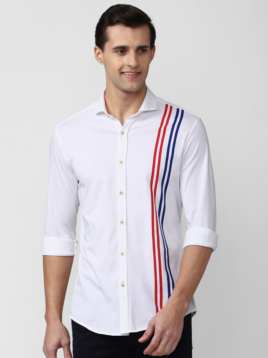 

Peter England Casuals Striped Cotton Slim Fit Opaque Casual Shirt, White
