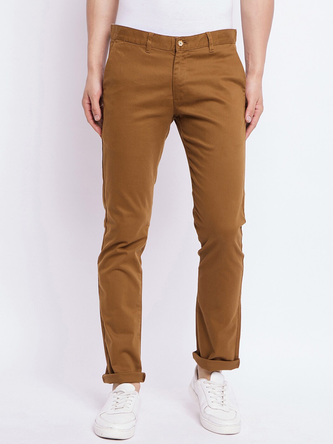 

Duke Men Slim Fit Cotton Chinos Trousers, Brown