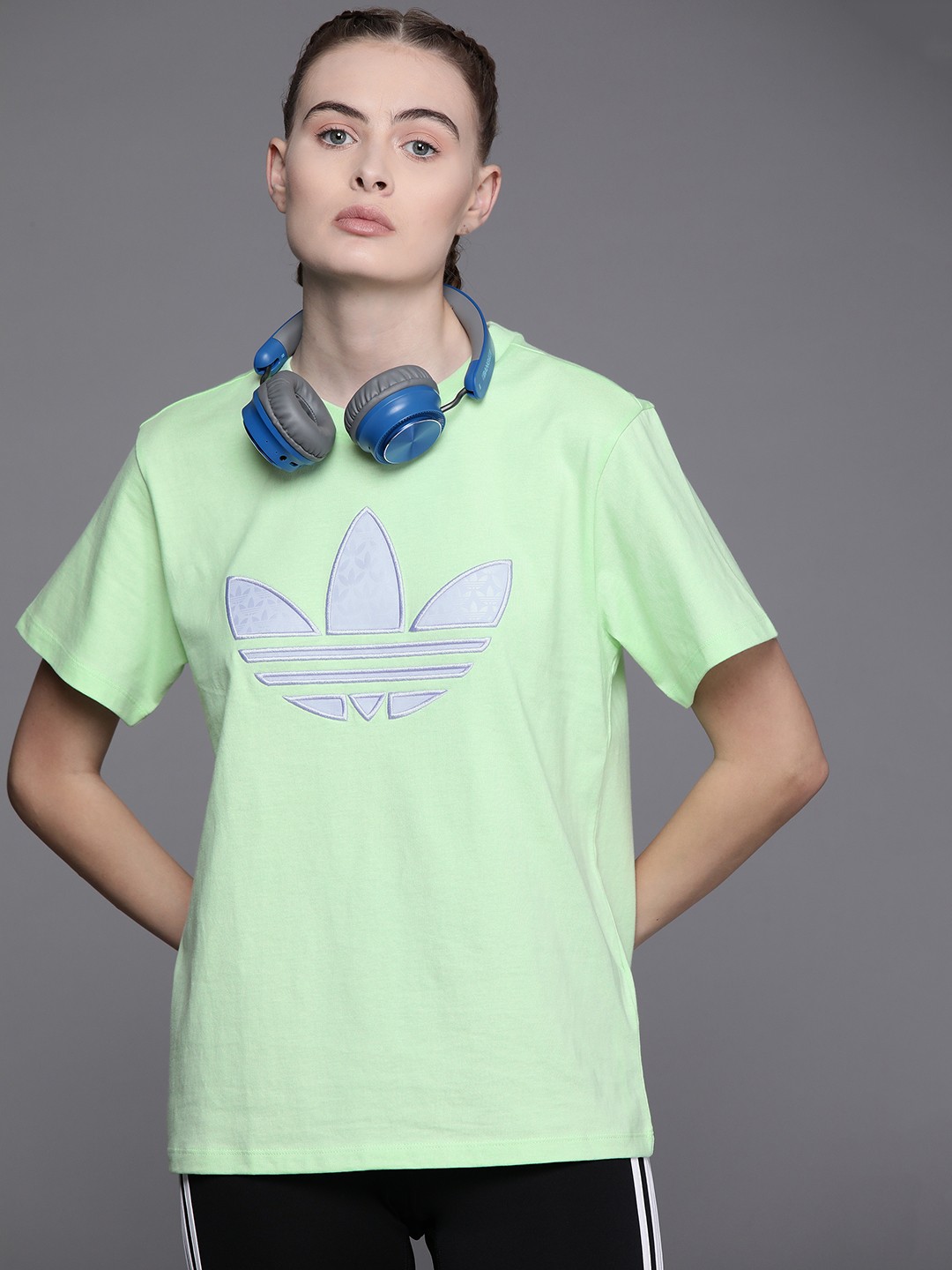 

ADIDAS Originals Monogram Trefoil Pure Cotton T-shirt, Green