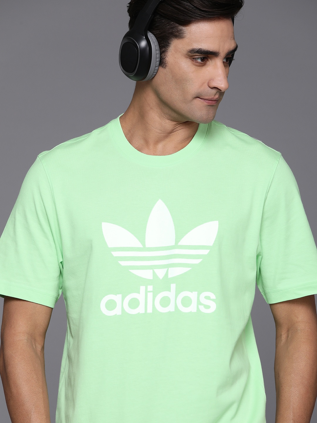 

ADIDAS Originals Brand Logo Printed Pure Cotton T-shirt, Green