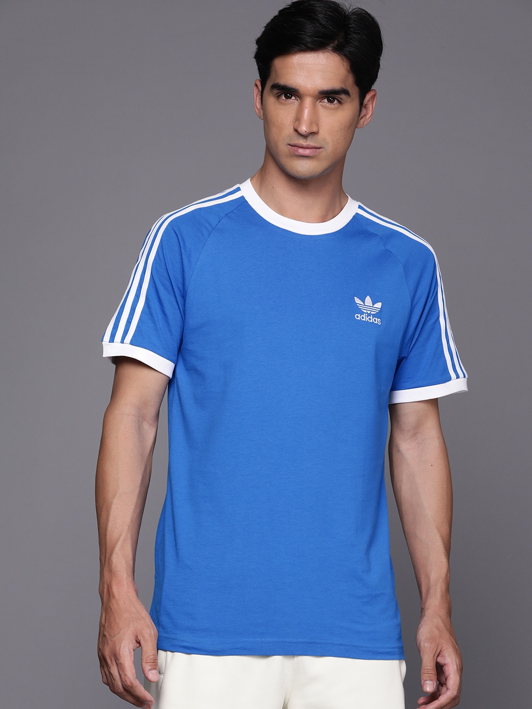 

ADIDAS Originals 3-Stripes Pure Cotton T-shirt, Blue
