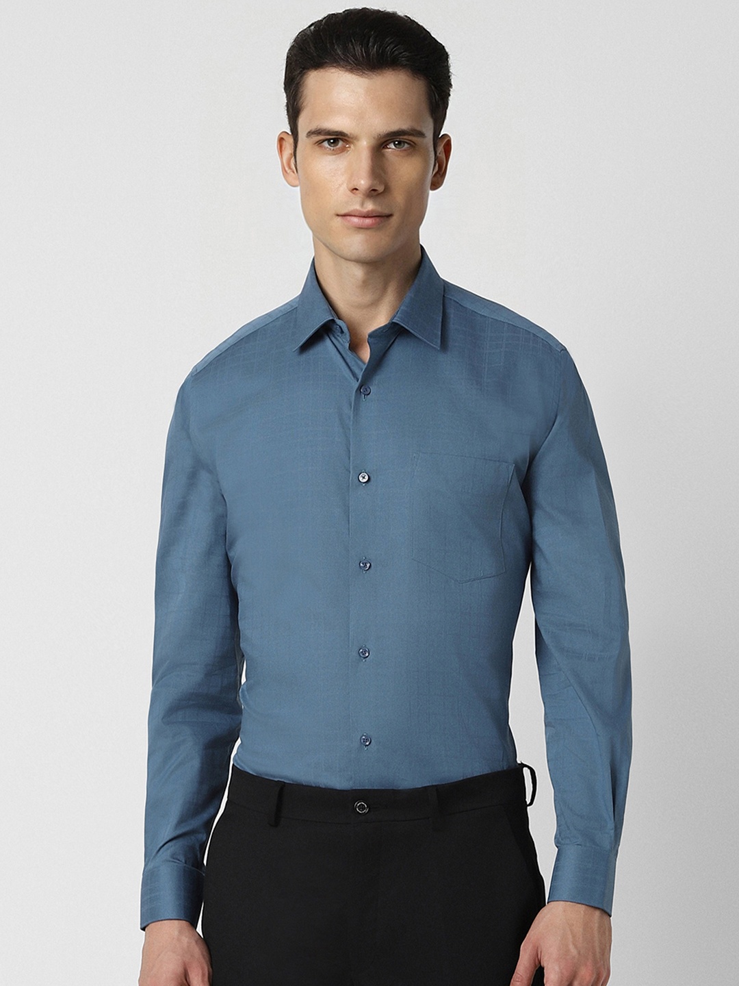 

Van Heusen Men Blue Checked Party Shirt