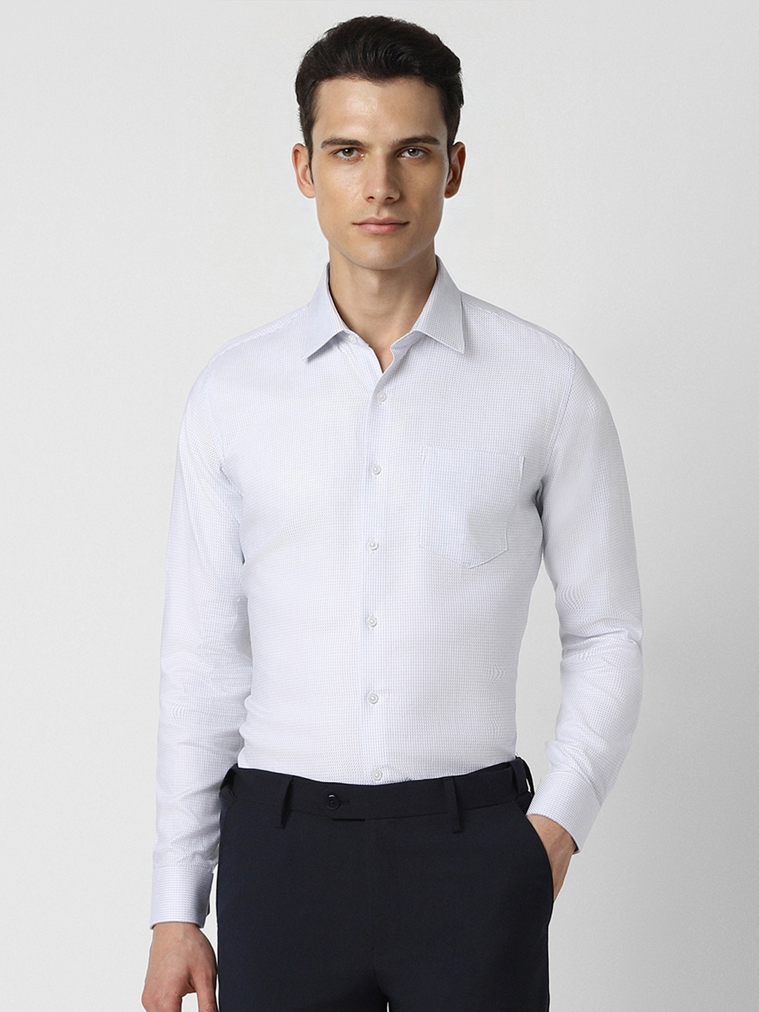 

Van Heusen Self Design Textured Slim Fit Formal Shirt, White
