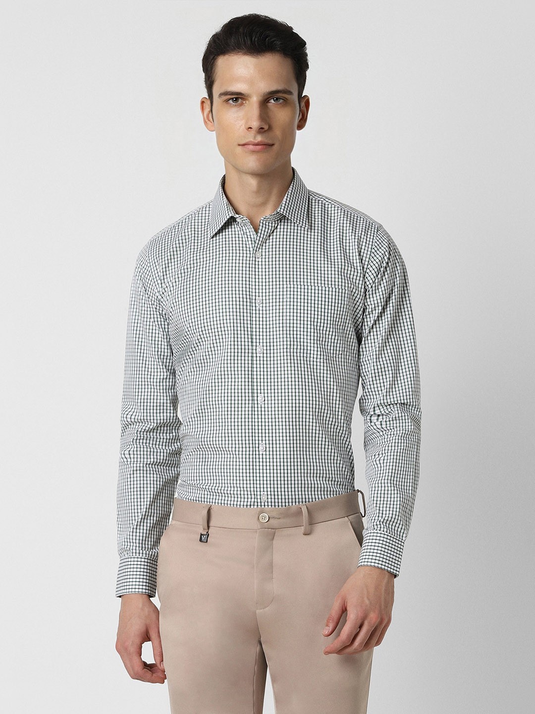 

Van Heusen Men White Slim Fit Checked Formal Shirt