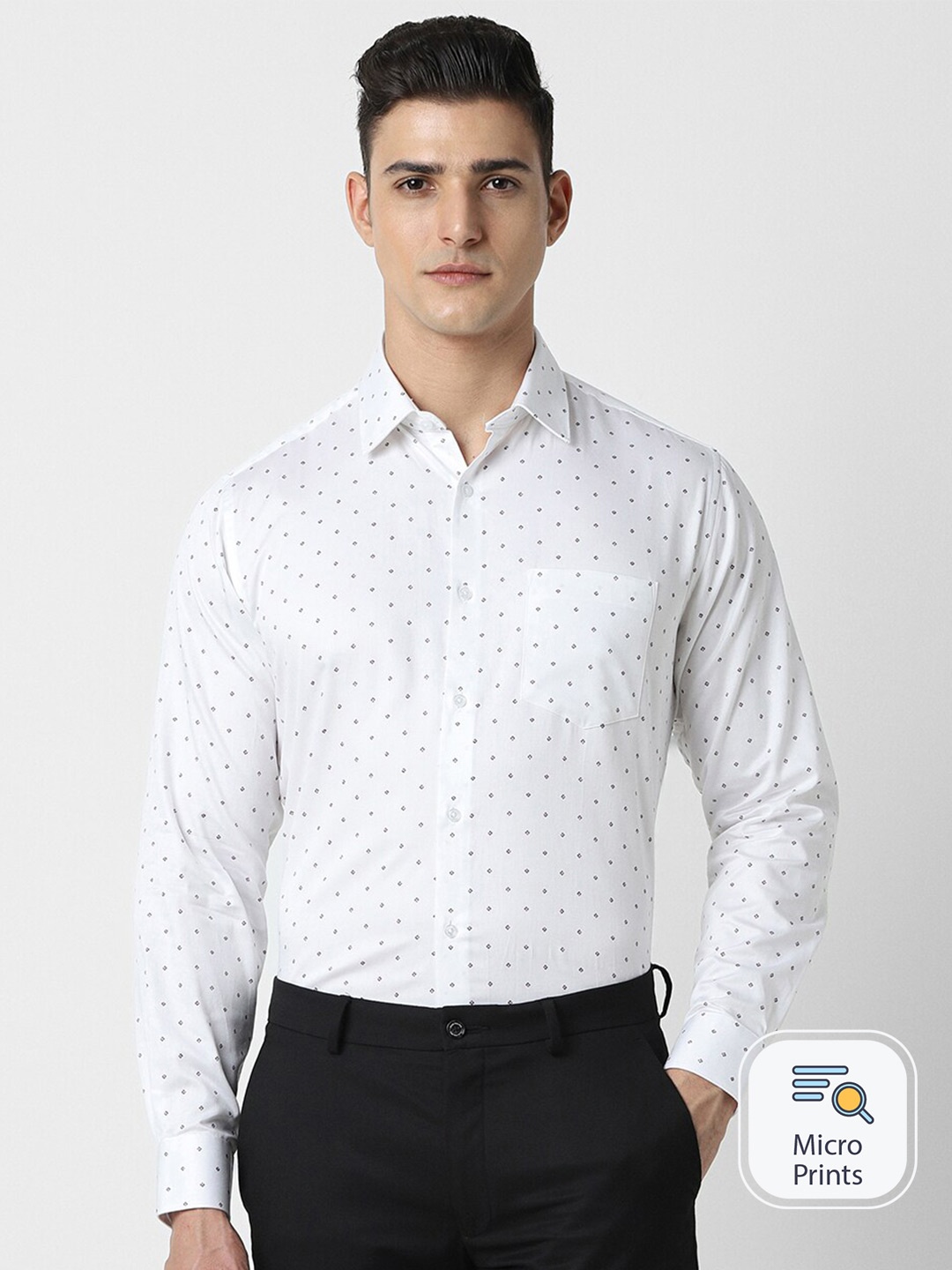 

Van Heusen Print Cotton Full Sleeves Wedding Shirt, White