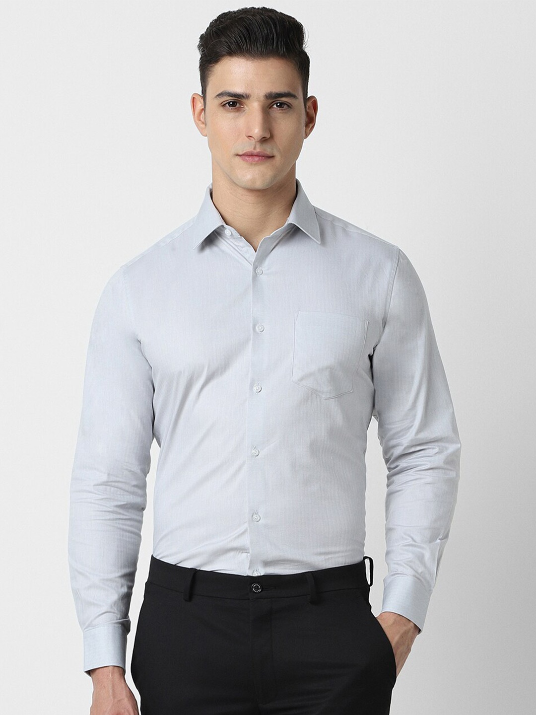 

Van Heusen Spread Collar Pure Cotton Formal Shirt, Blue