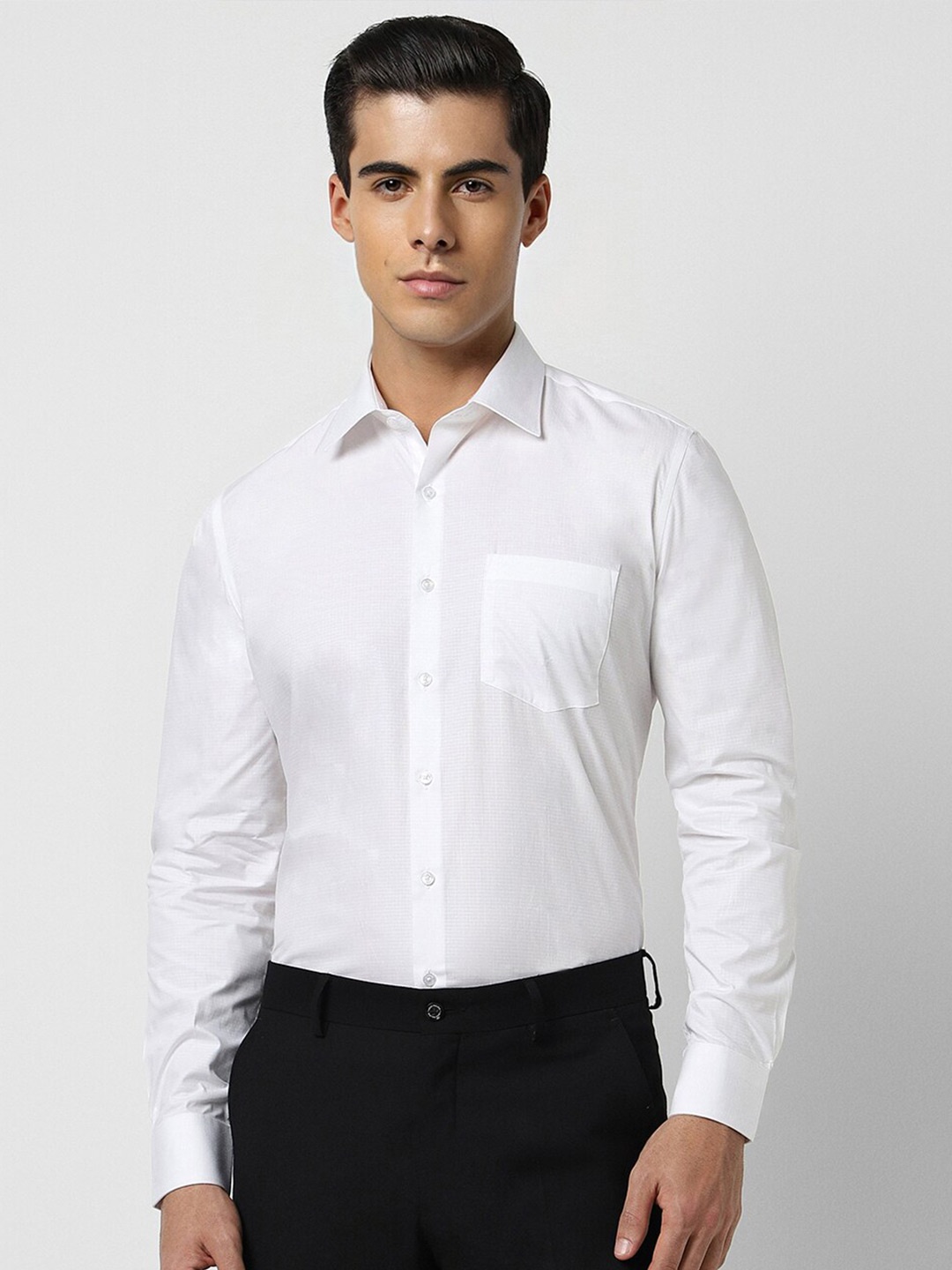 

Van Heusen Textured Spread Collar Slim Fit Cotton Formal Shirt, White