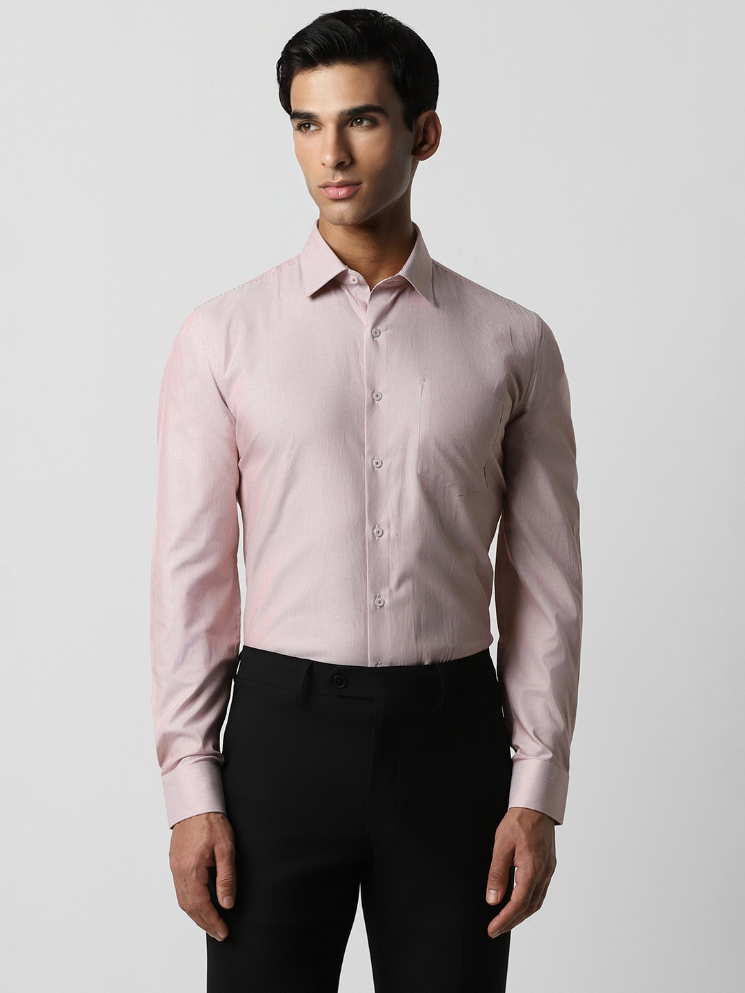 

Van Heusen Slim Fit Micro Striped Cotton Shirt, Pink