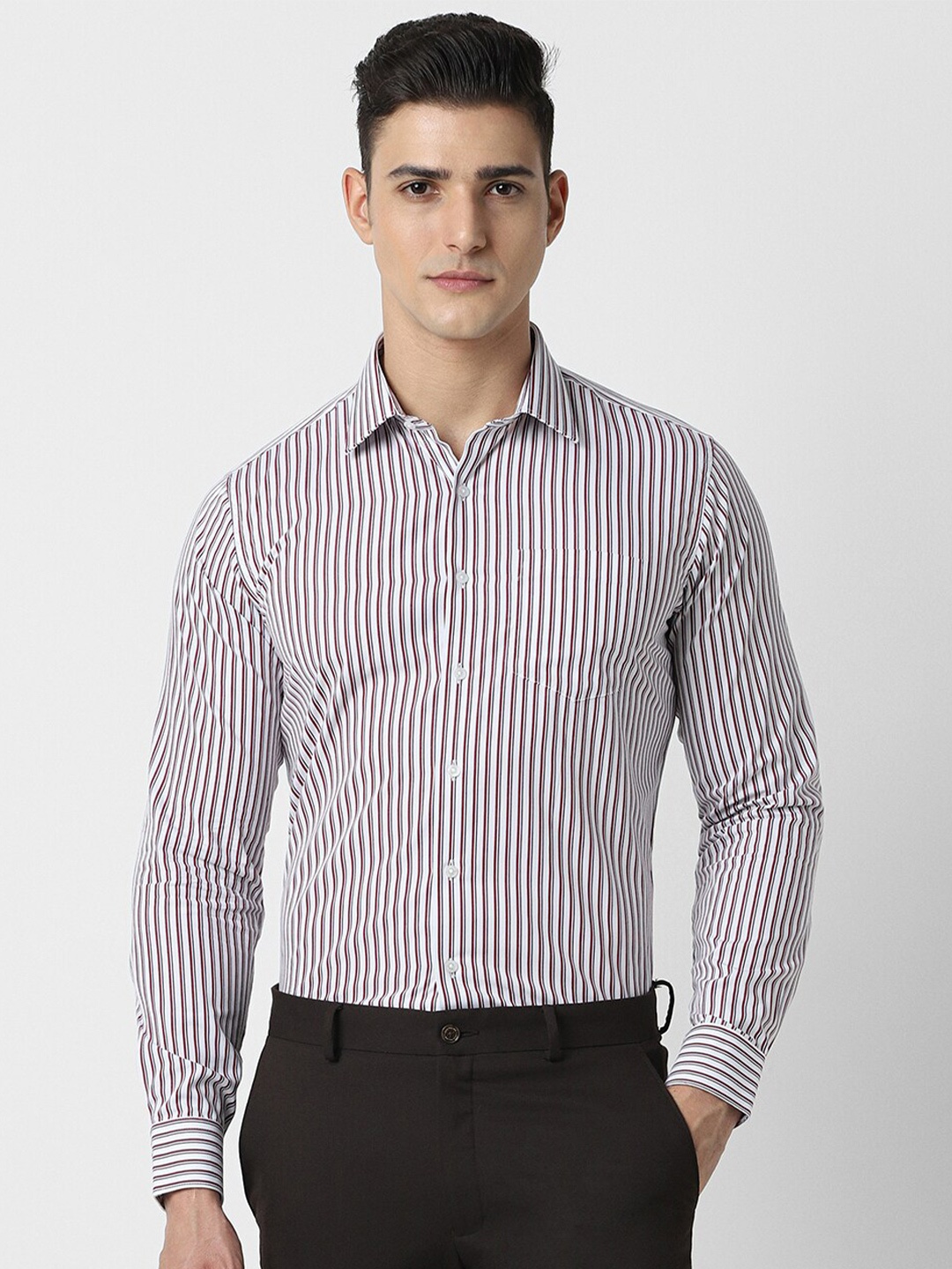 

Van Heusen Stripe Full Cotton Sleeves Formal Shirt, White