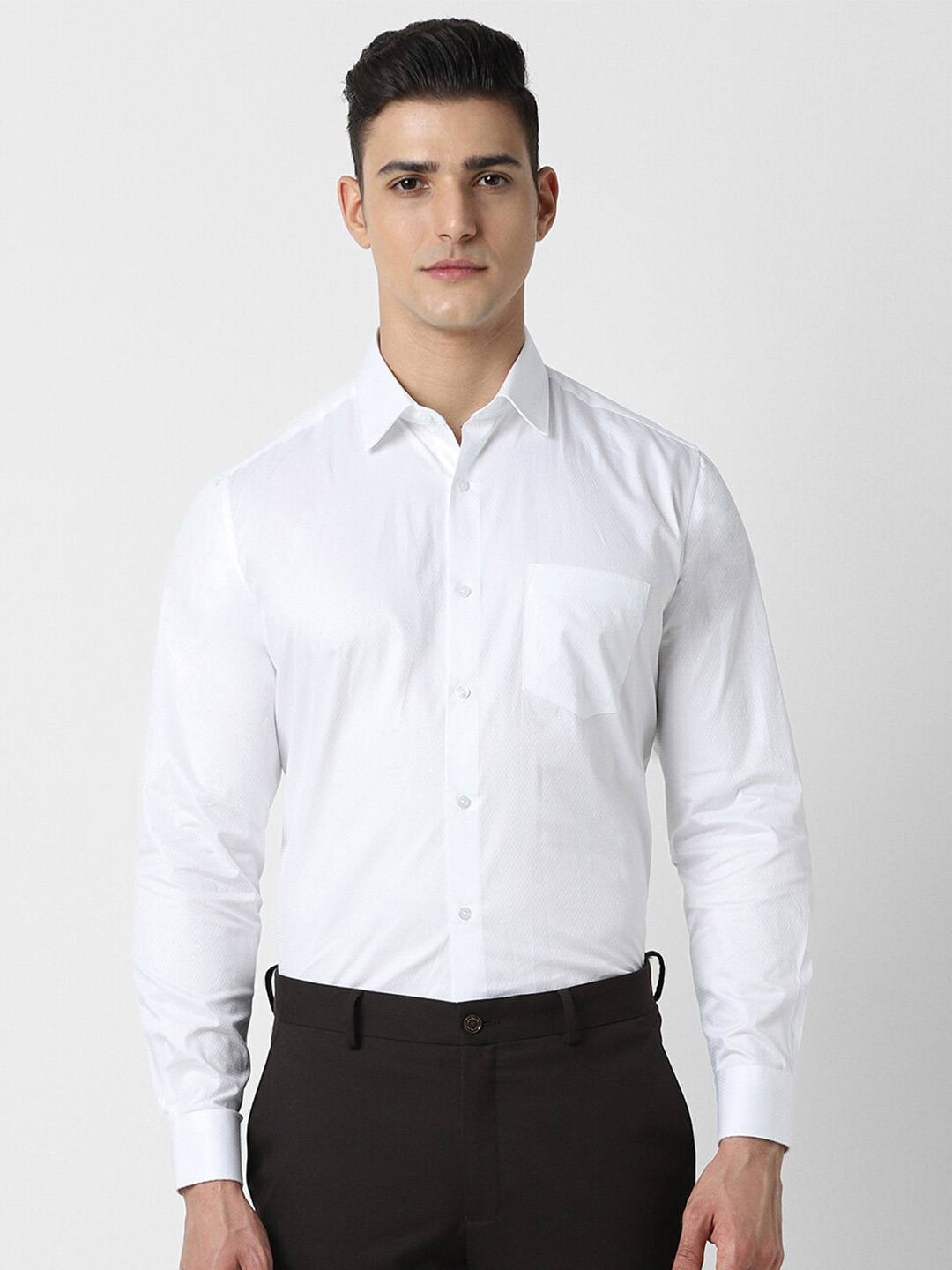 

Van Heusen Textured Spread Collar Pure Cotton Formal Shirt, White