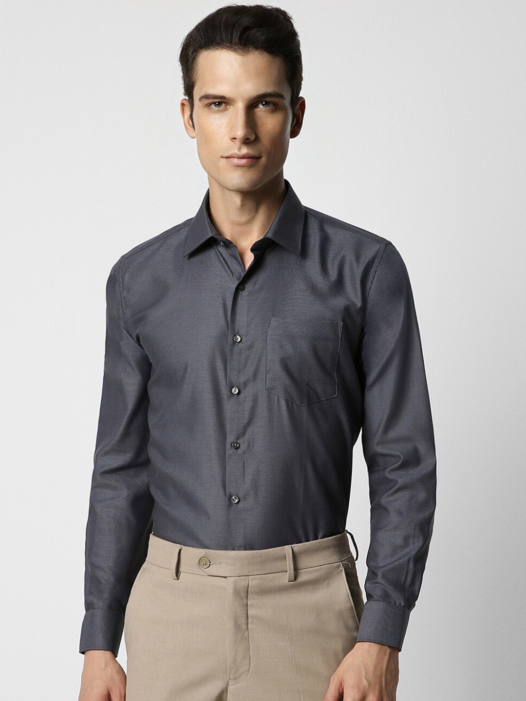 

Van Heusen Slim Fit Opaque Cotton Formal Shirt, Grey