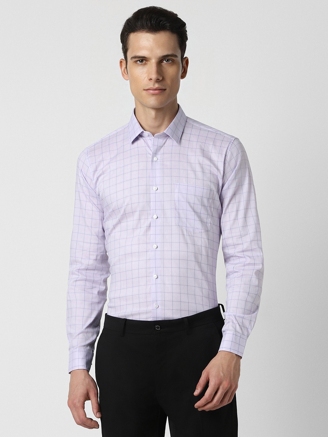 

Van Heusen Men Purple Slim Fit Checked Formal Shirt