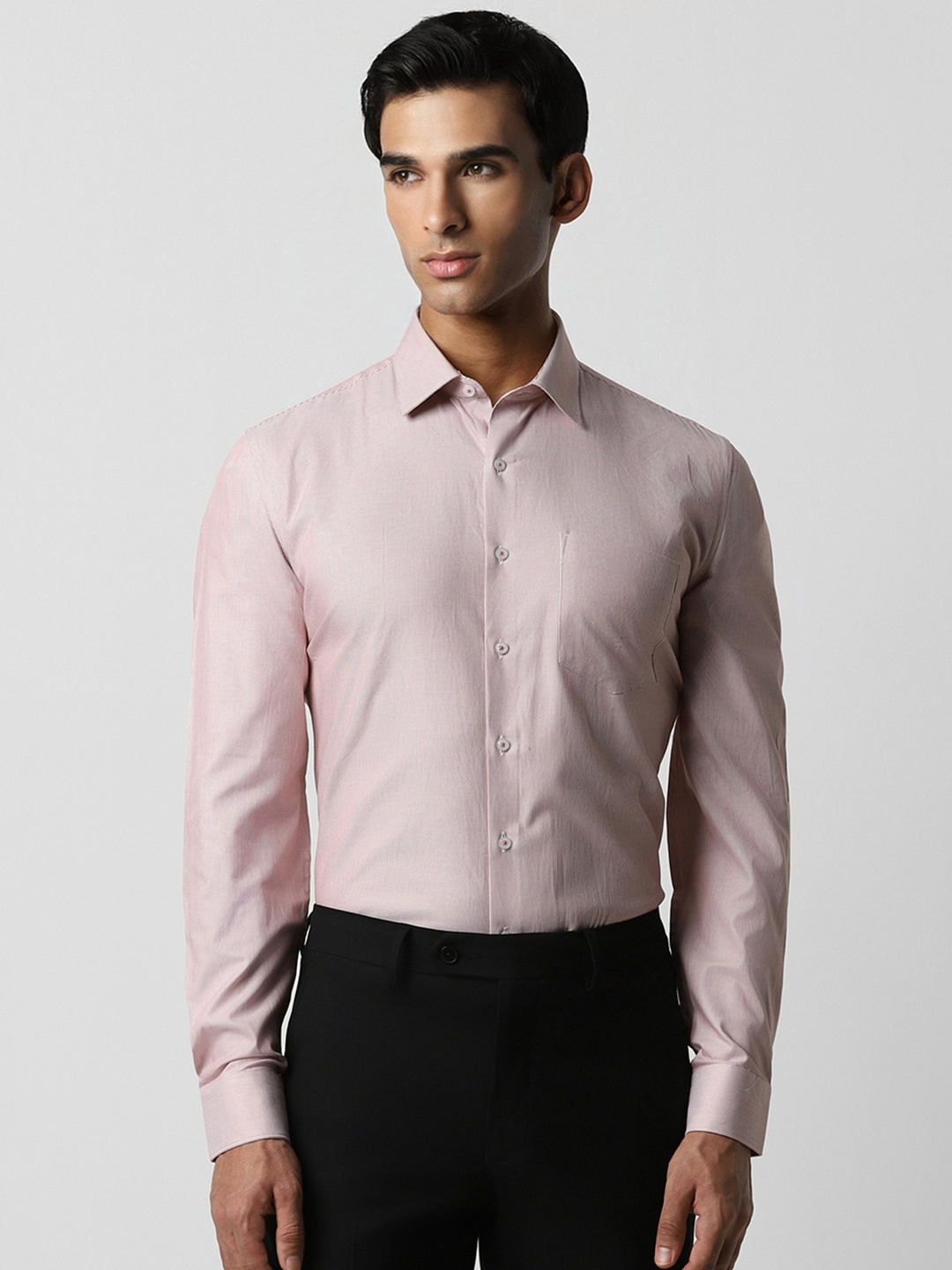 

Van Heusen Men Pink Slim Fit Striped Party Shirt