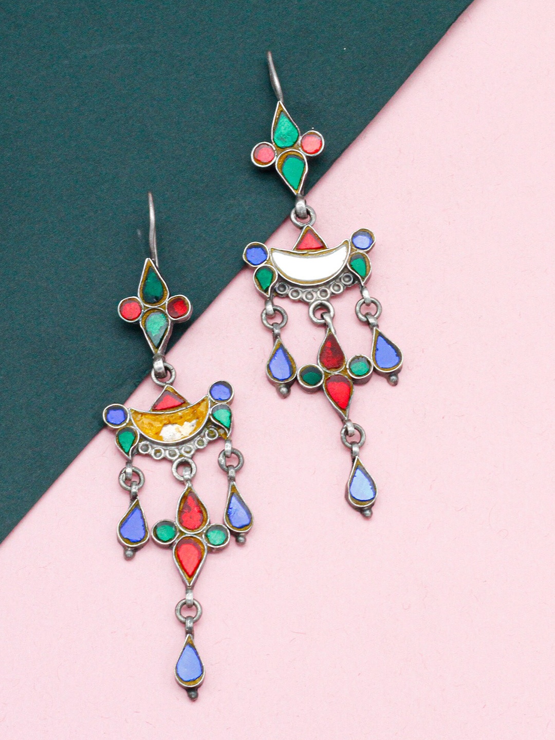 

SANGEETA BOOCHRA Sterling Silver Contemporary Drop Earrings