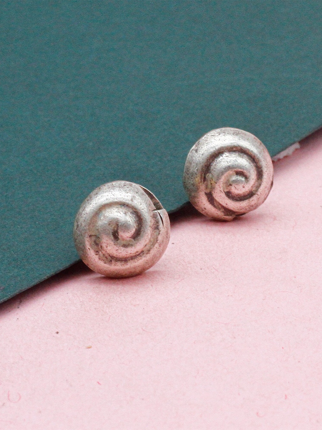 

SANGEETA BOOCHRA Sterling Silver Circular Oxidised Studs Earrings