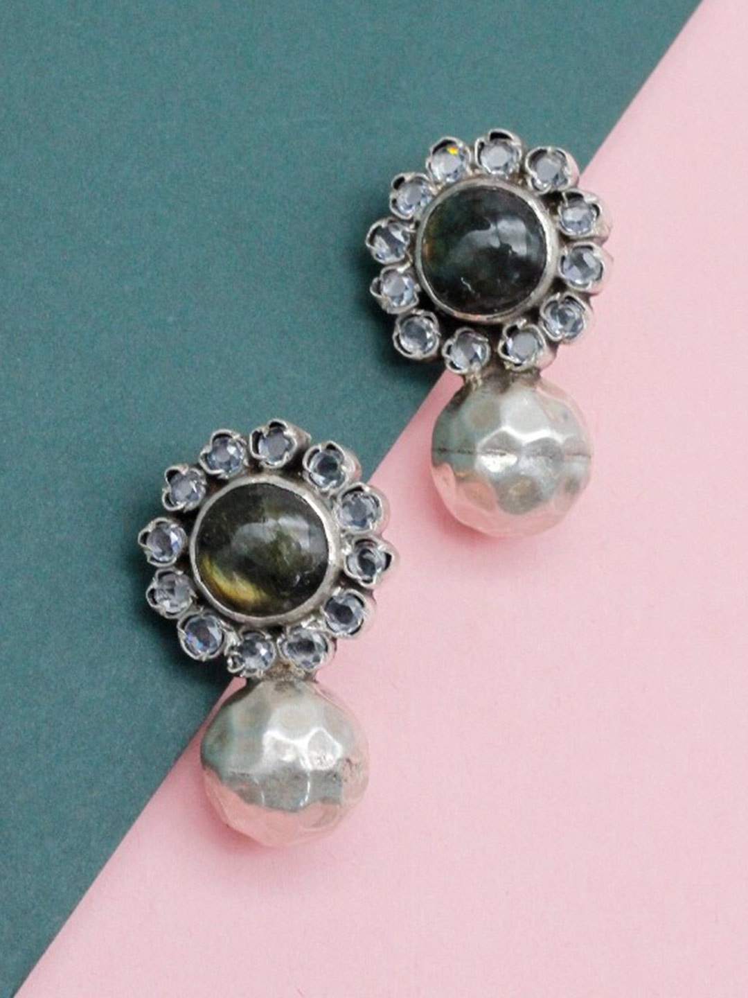 

SANGEETA BOOCHRA Cubic Zirconia Sterling Silver Contemporary Drop Earrings