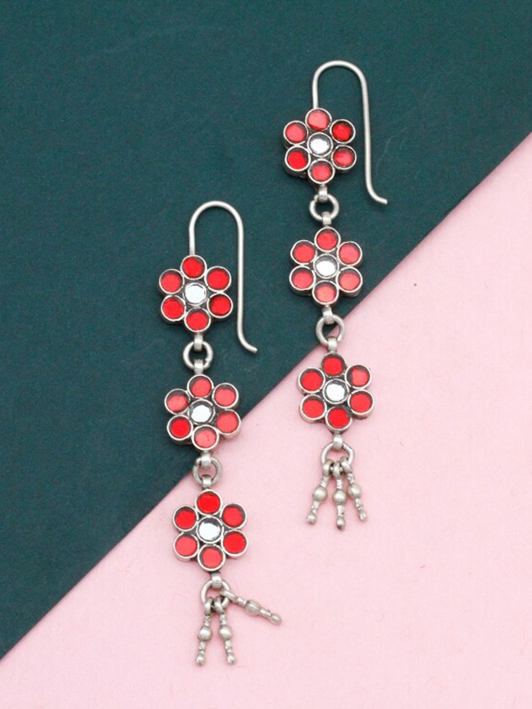 

SANGEETA BOOCHRA Sterling Silver Cubic Zirconia-Studded Floral Drop Earrings