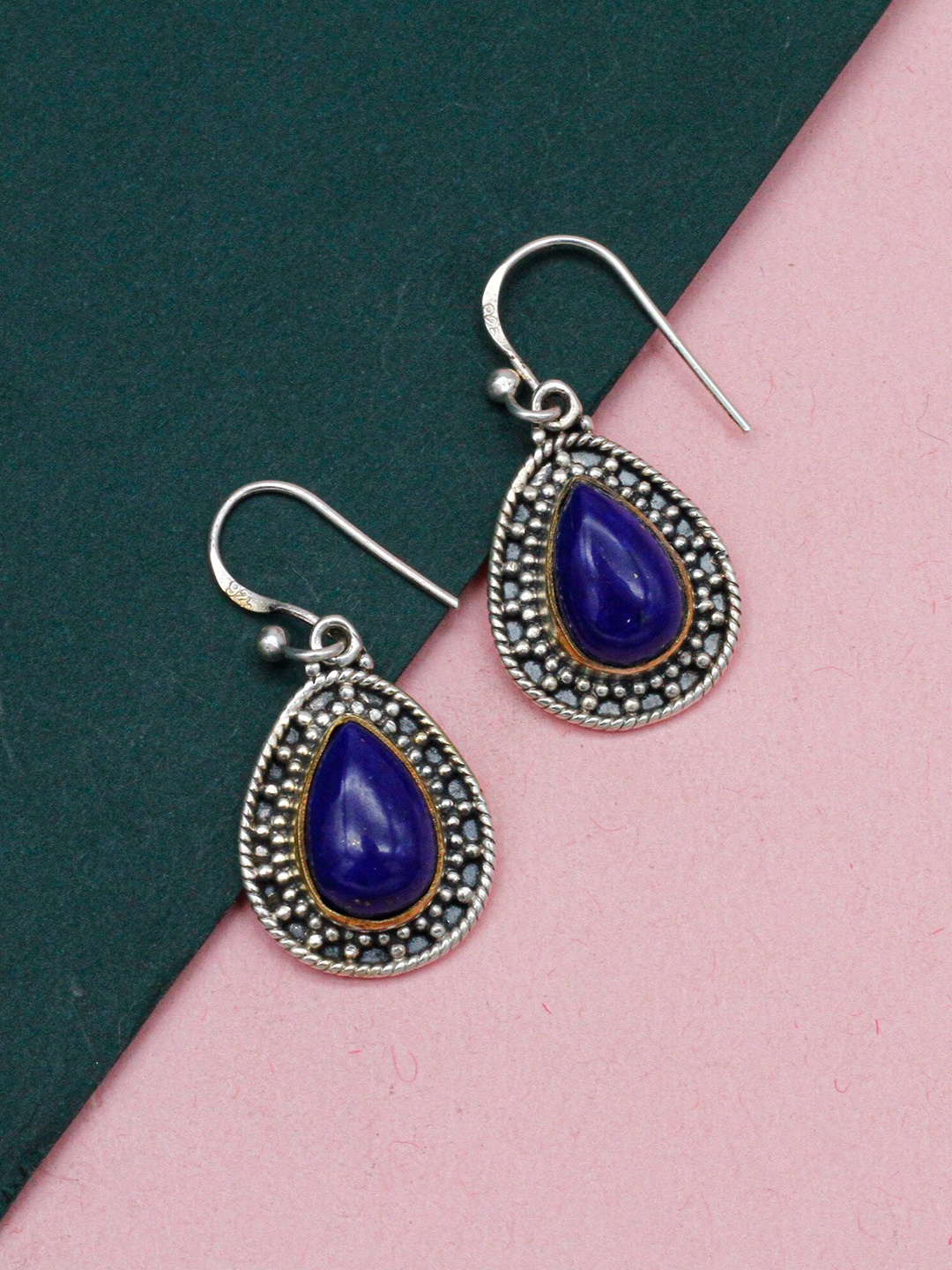 

SANGEETA BOOCHRA Stone Studded Contemporary Drop Earrings, Silver