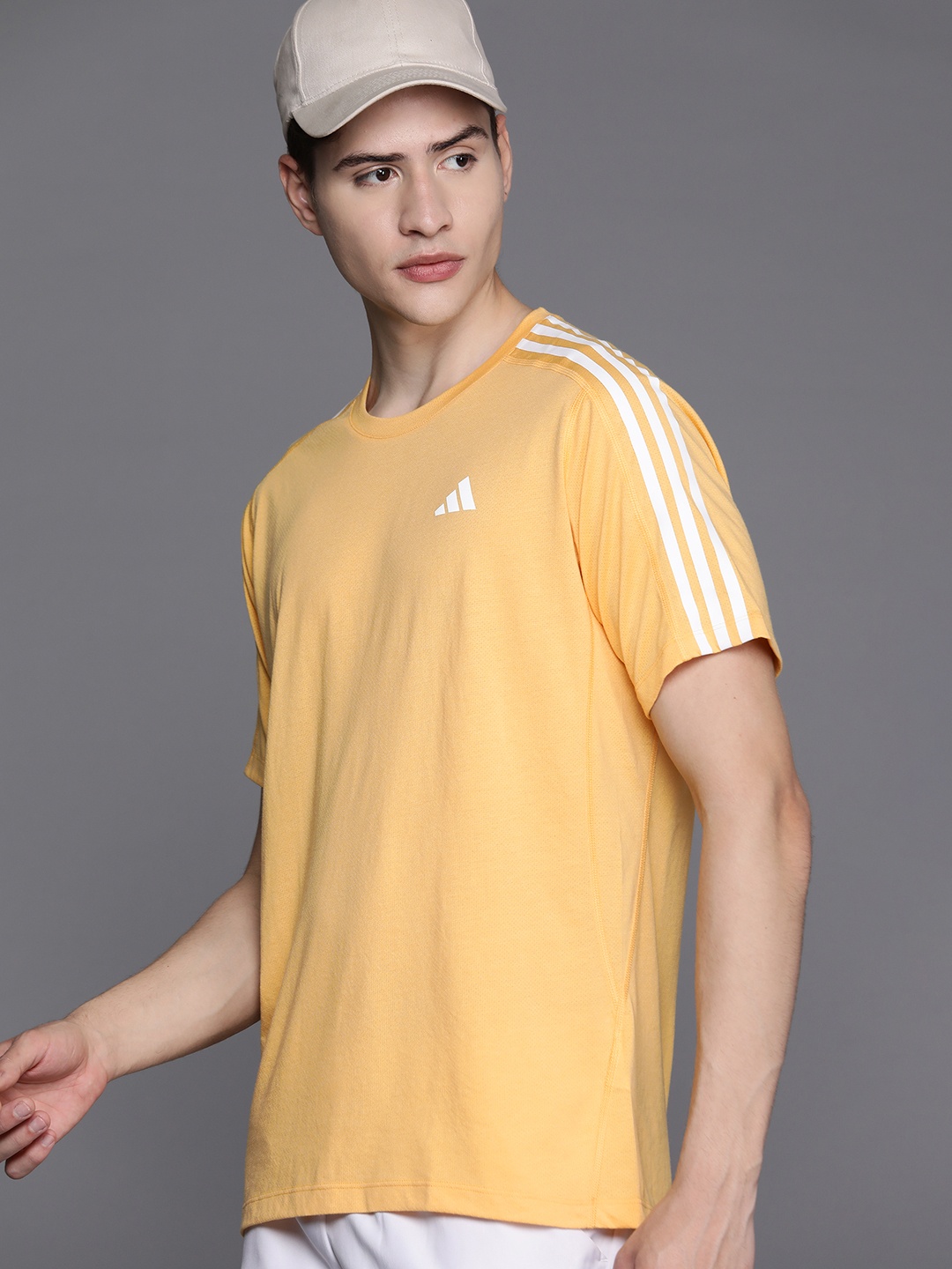 

ADIDAS Men Own The Run 3-Striped T-shirt, Orange