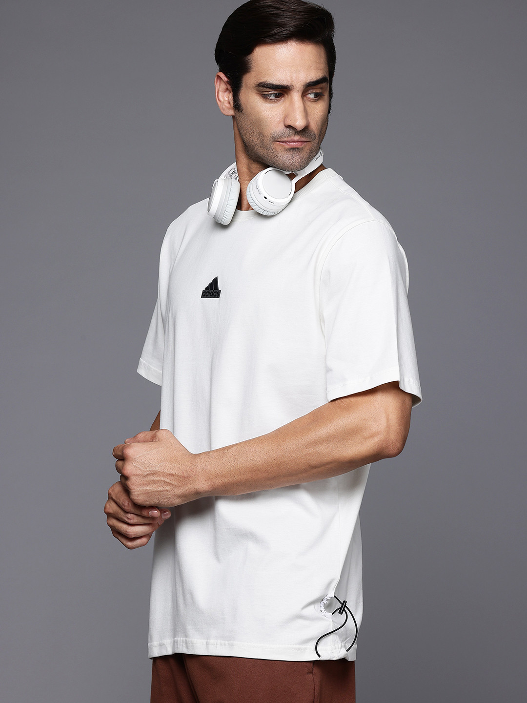 

ADIDAS CE Q1 Toggle Detail Pure Cotton Sports T-shirt, Off white