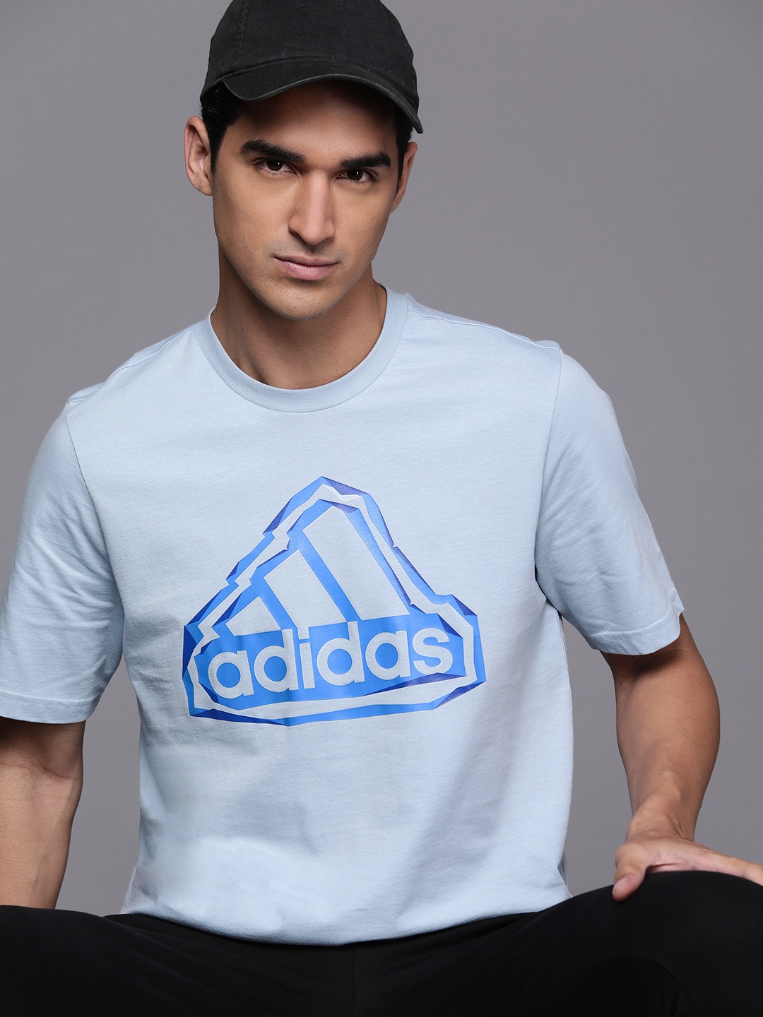 

ADIDAS FLD Brand Logo Printed Pure Cotton T-shirt, Blue