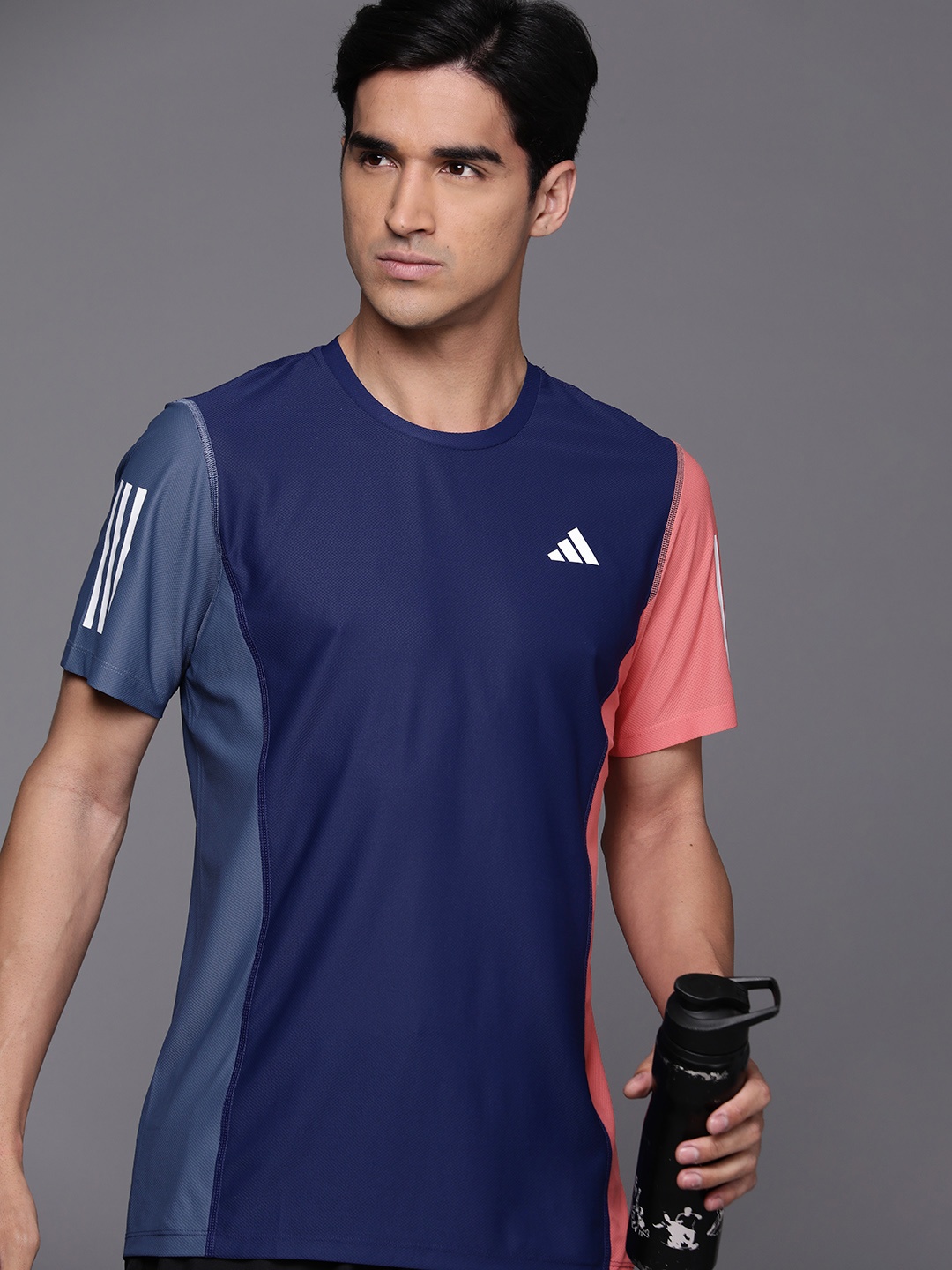 

ADIDAS Own The Run Colourblocked Aeroready T-shirt, Blue