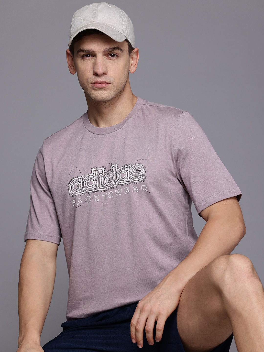 

ADIDAS Men Printed Pure Cotton Growth Sportswear T-shirt, Mauve