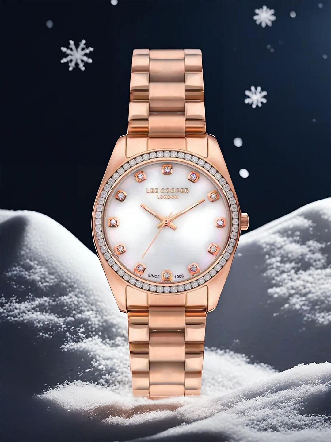 

Lee Cooper Women Embellished Dial Bracelet Style Straps Analogue Watch LC07478.420, White
