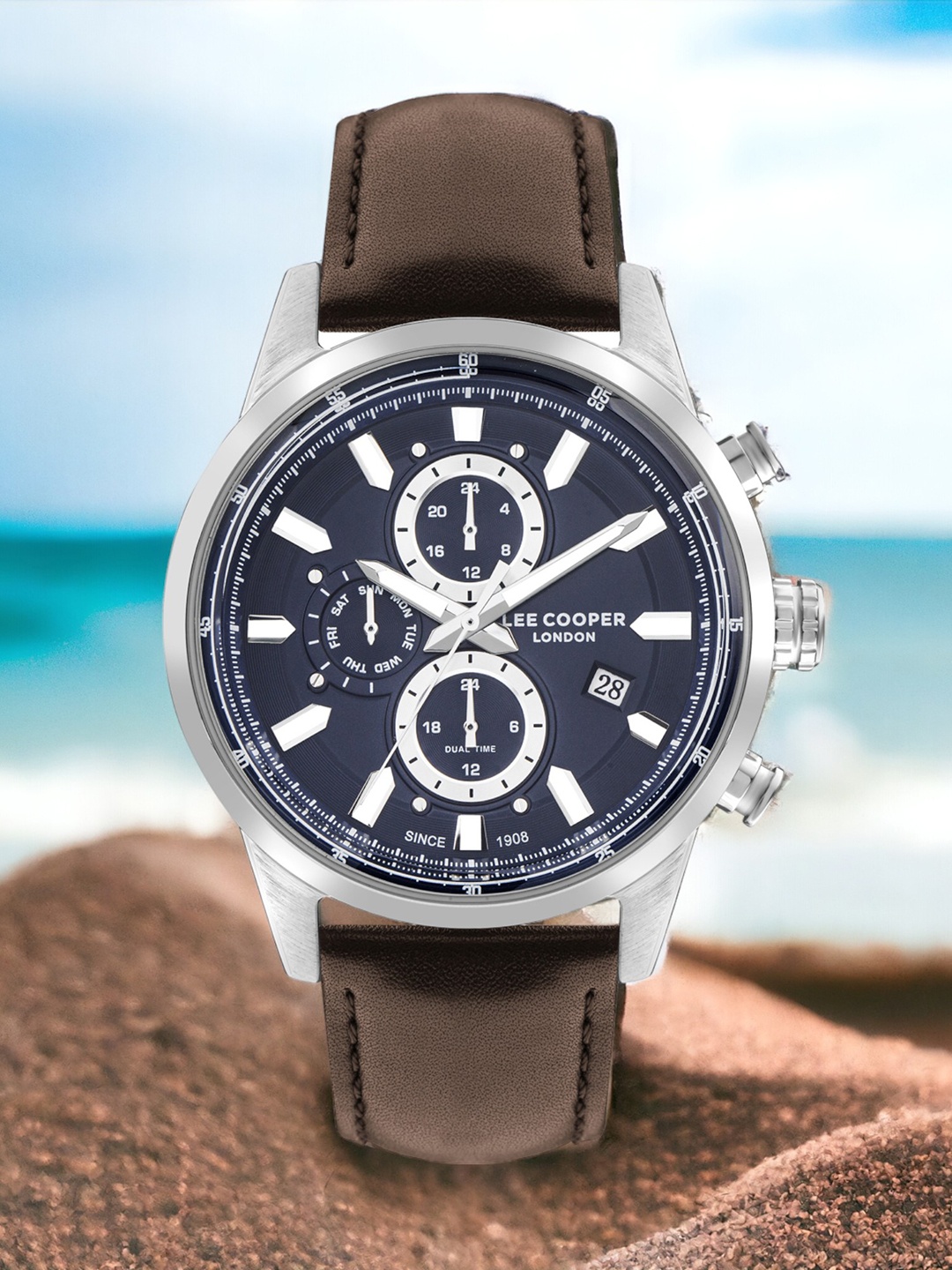 

Lee Cooper Men Leather Straps Analogue Watch LC07855.394, Blue