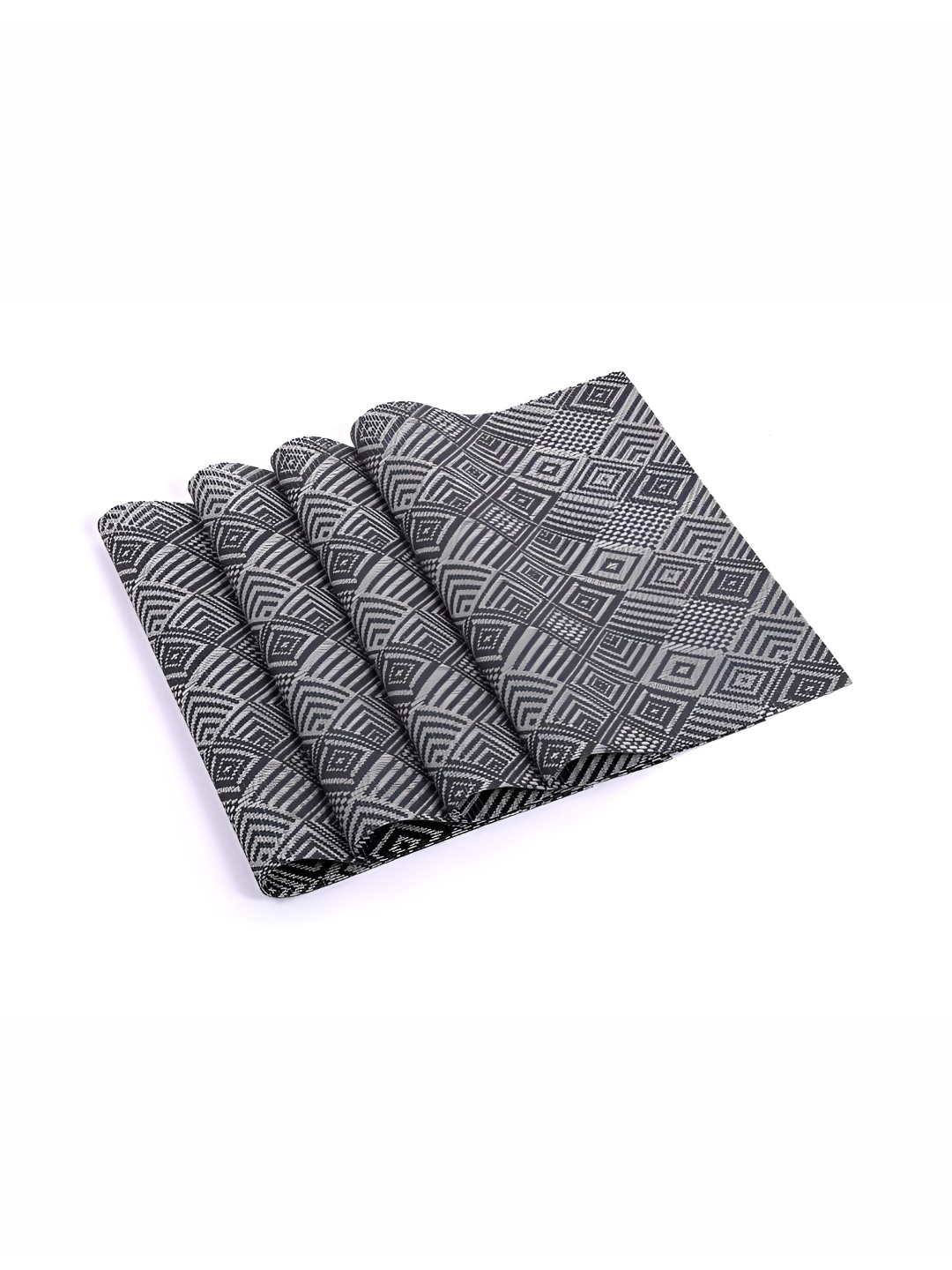 

Wosta Black & Grey 4 Pieces Geometric Printed Table Placemats