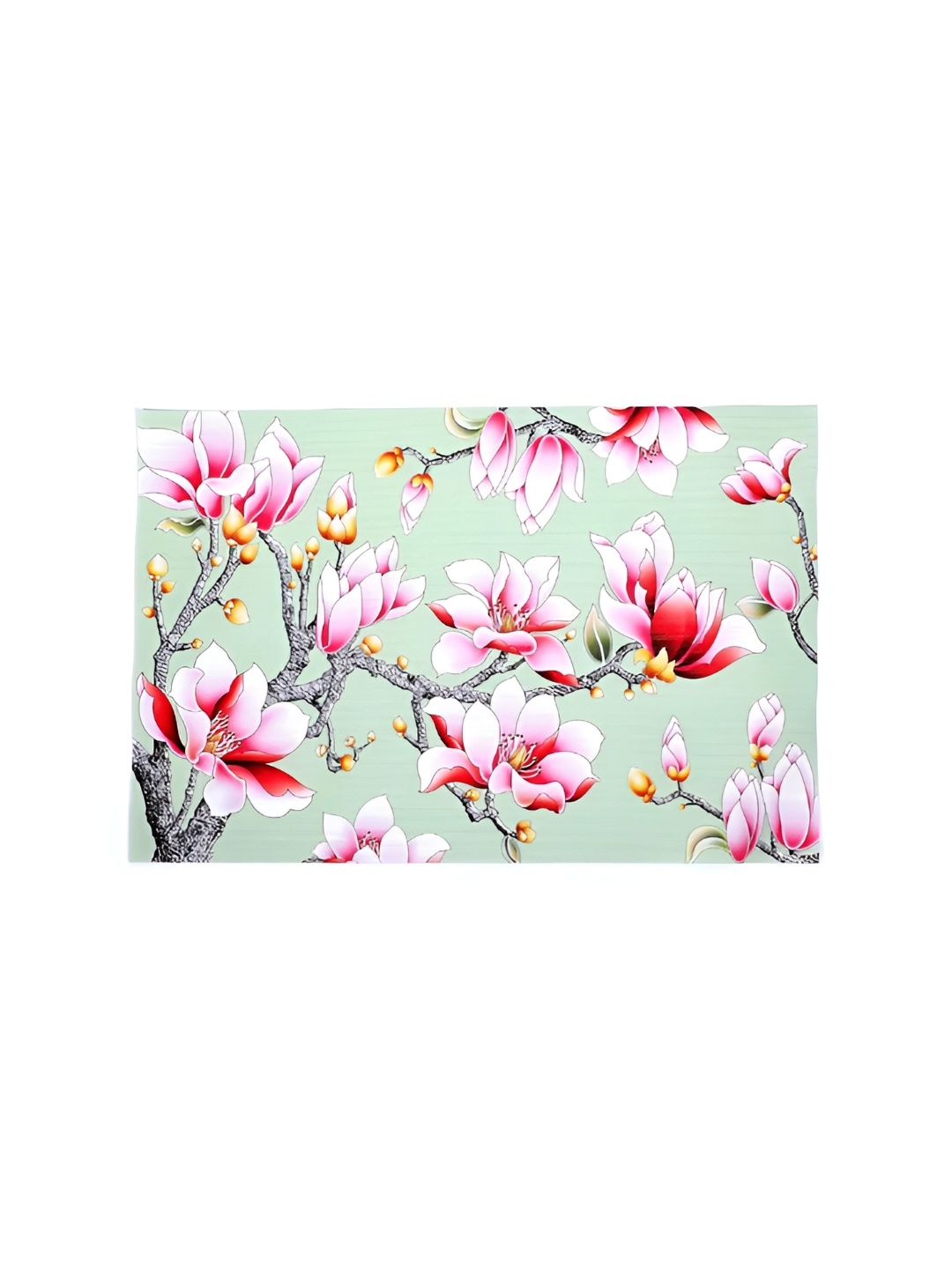 

Wosta Green 4 Pieces Flower Printed Ractangle Table Placemats