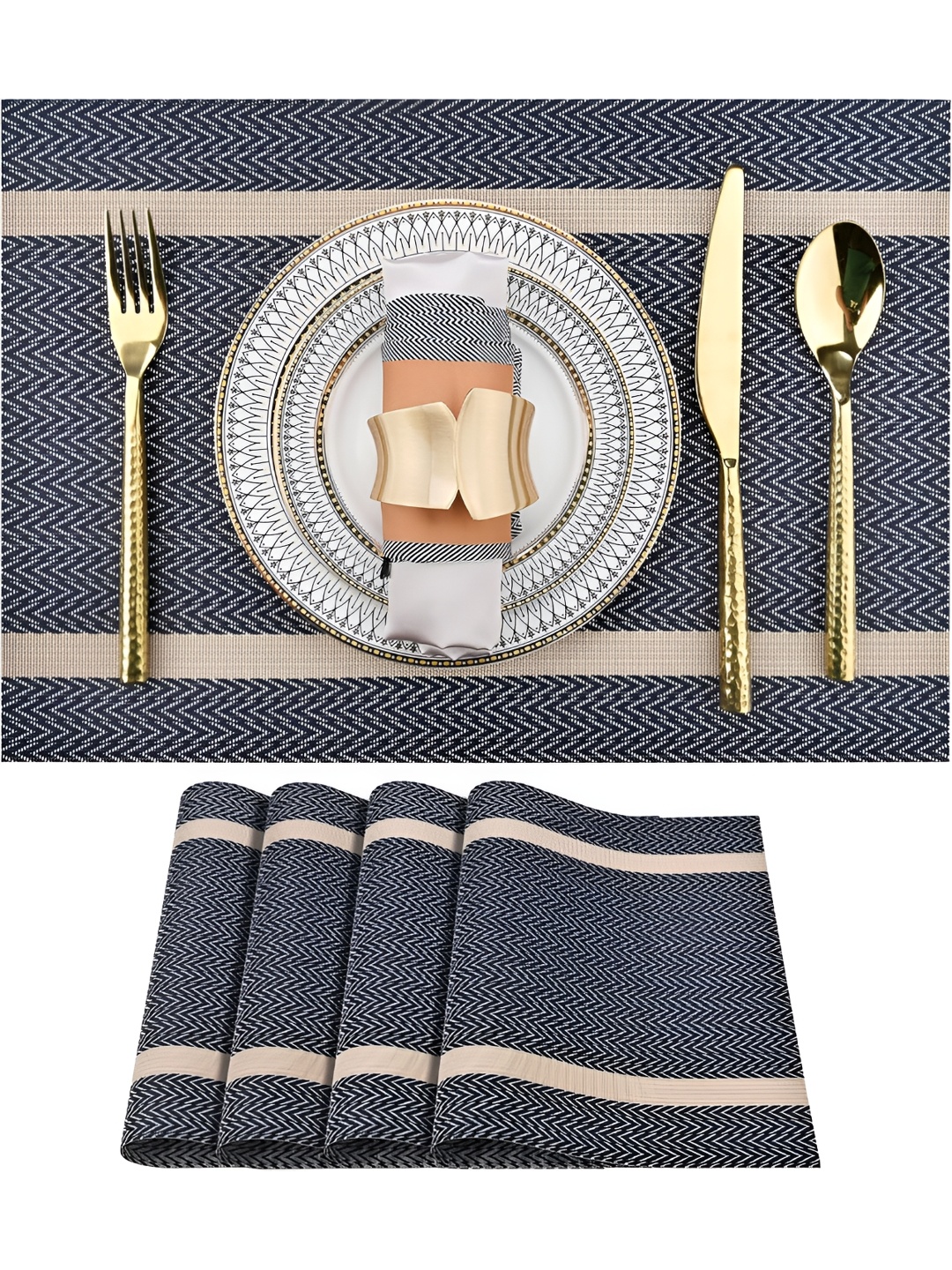 

Wosta Blue 4 Pieces Waterproof Anti Slip Table Placemats