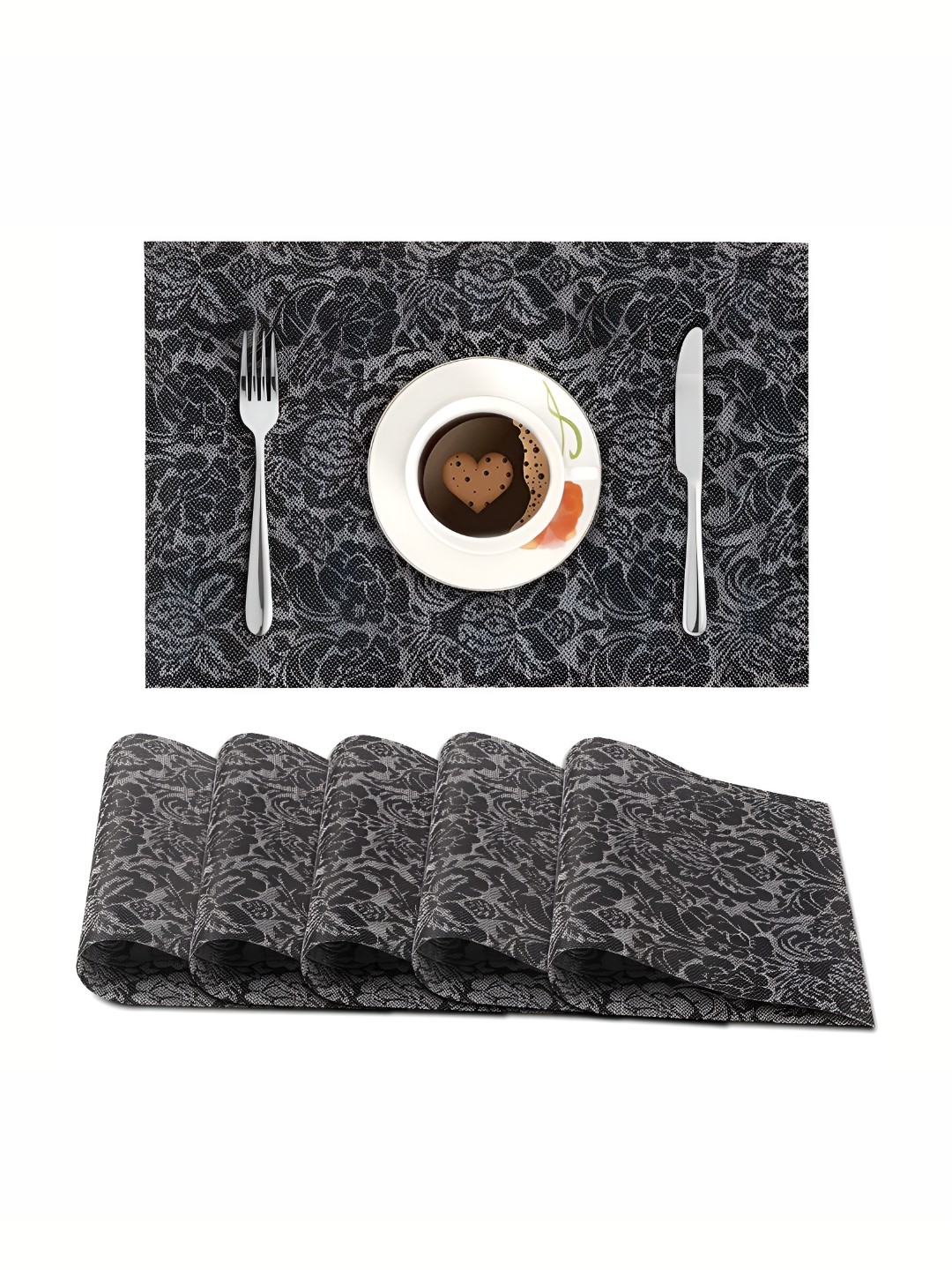

Wosta Black 8 Pieces Waterproof Anti Slip Table Placemats