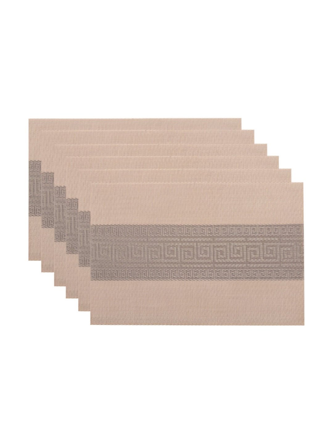 

Wosta Beige & Brown 6 Pieces Striped Printed Rectangle Table Placemats