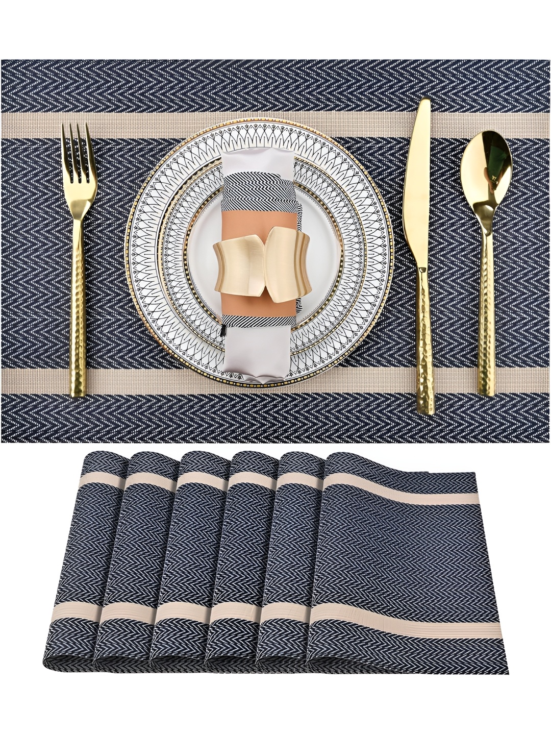 

Wosta Blue 6 Pieces Waterproof Anti Slip Table Placemats