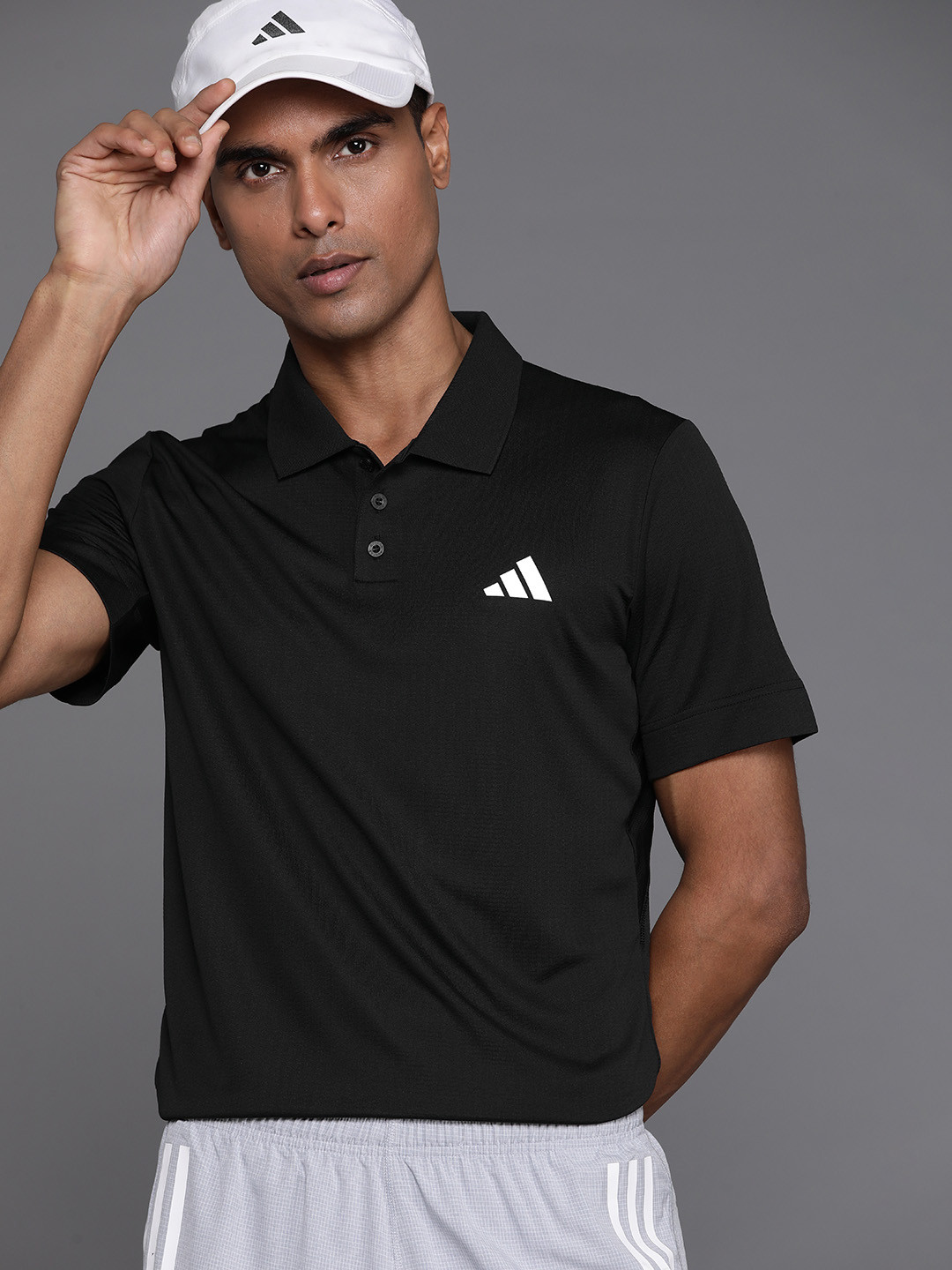 

ADIDAS Brand Logo Printed Tennis Freelift Polo Tshirt, Black
