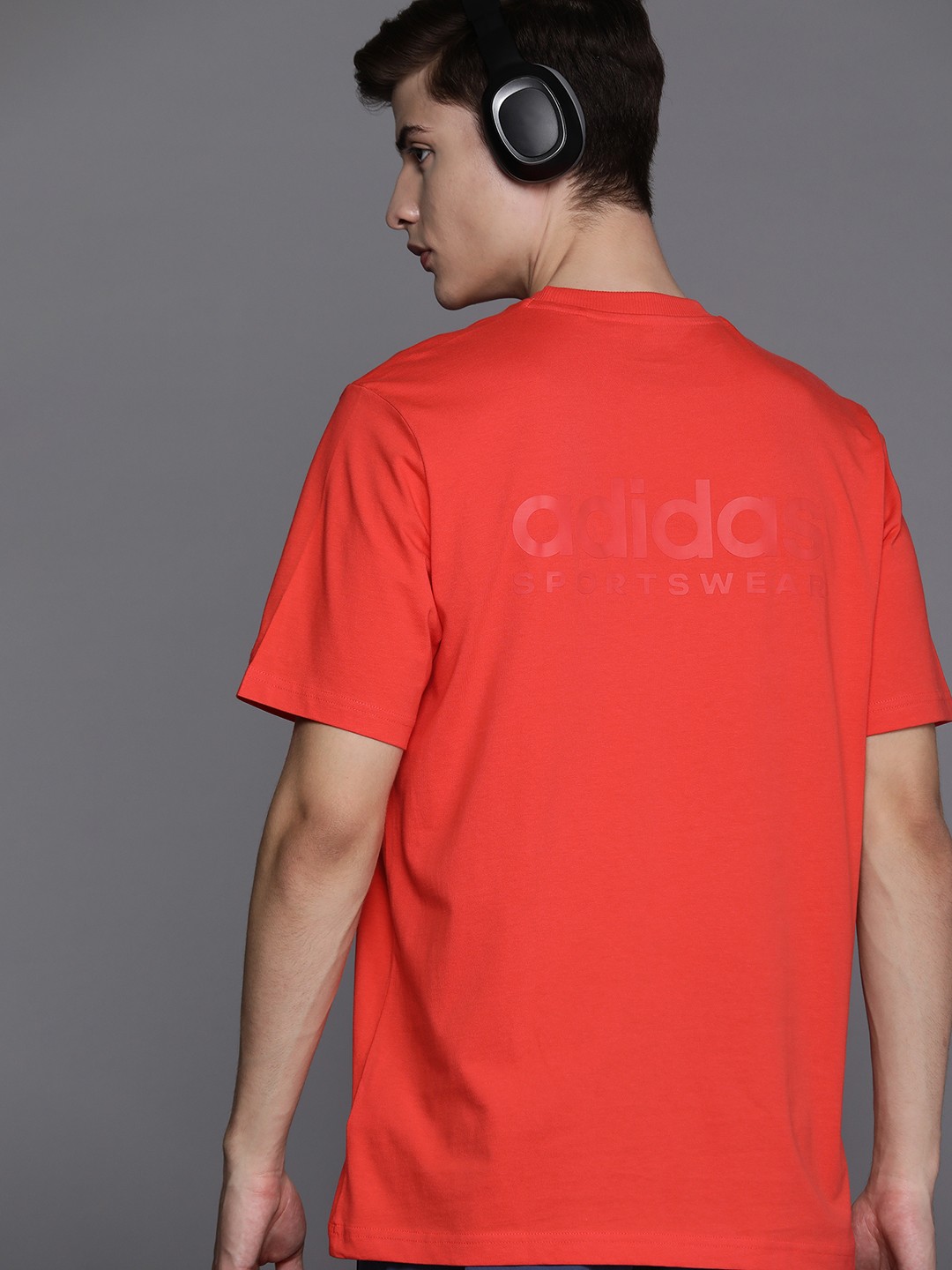 

ADIDAS Men Brand Logo Printed T-shirt, Red