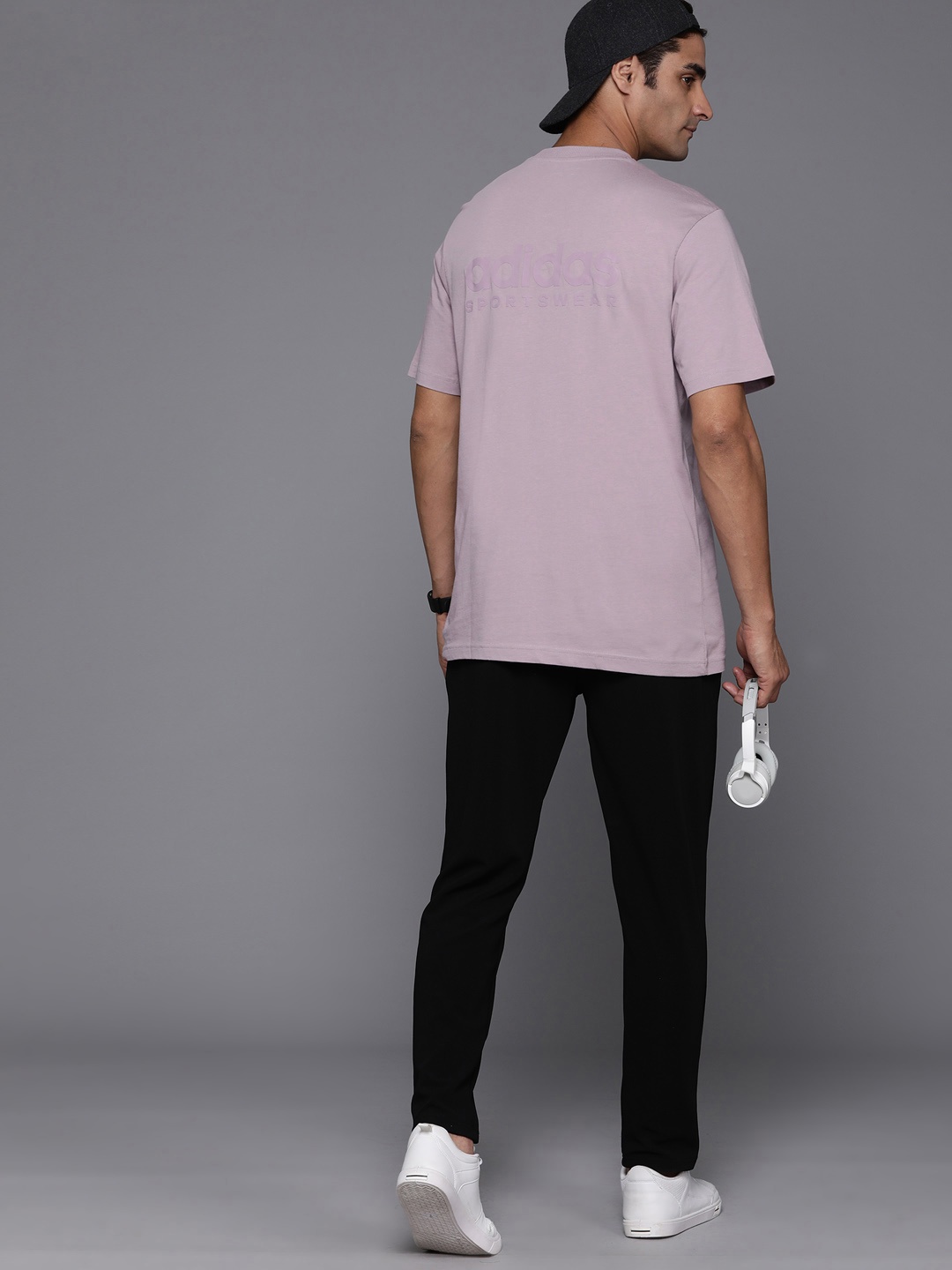 

ADIDAS Brand Logo Printed Pure Cotton T-shirt, Lavender