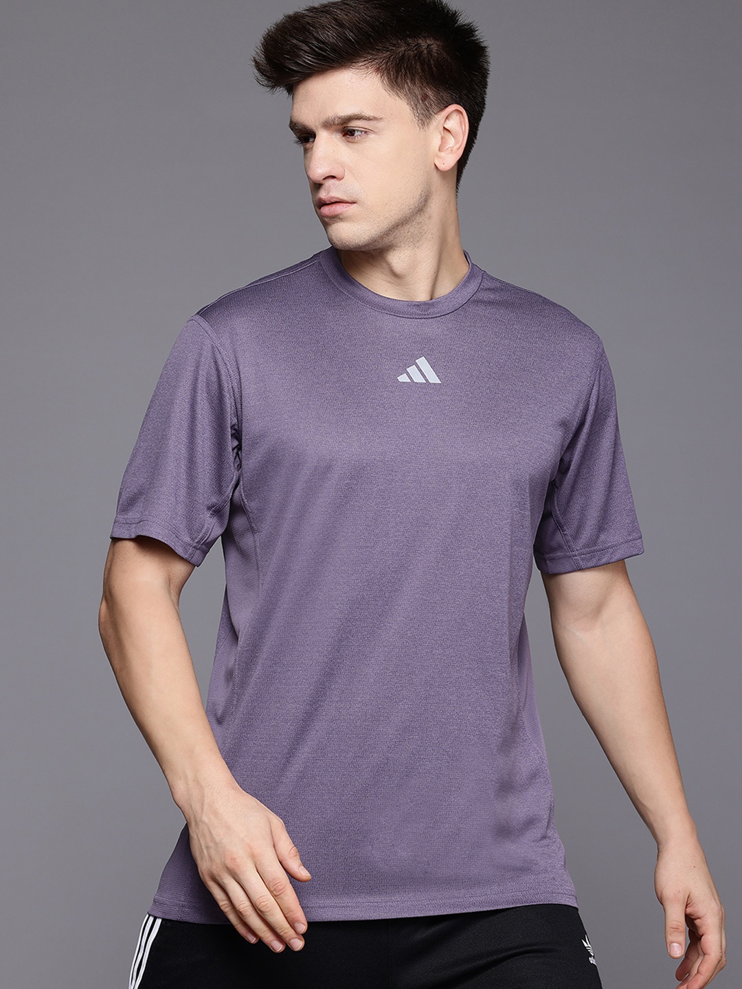 

ADIDAS Men 3-Striped HIIT Training T-shirt, Purple