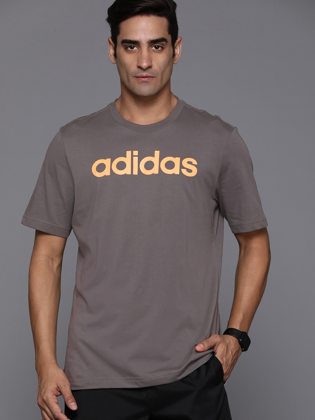 

ADIDAS Essentials Single Jersey Linear Printed Logo T-shirt, Mauve