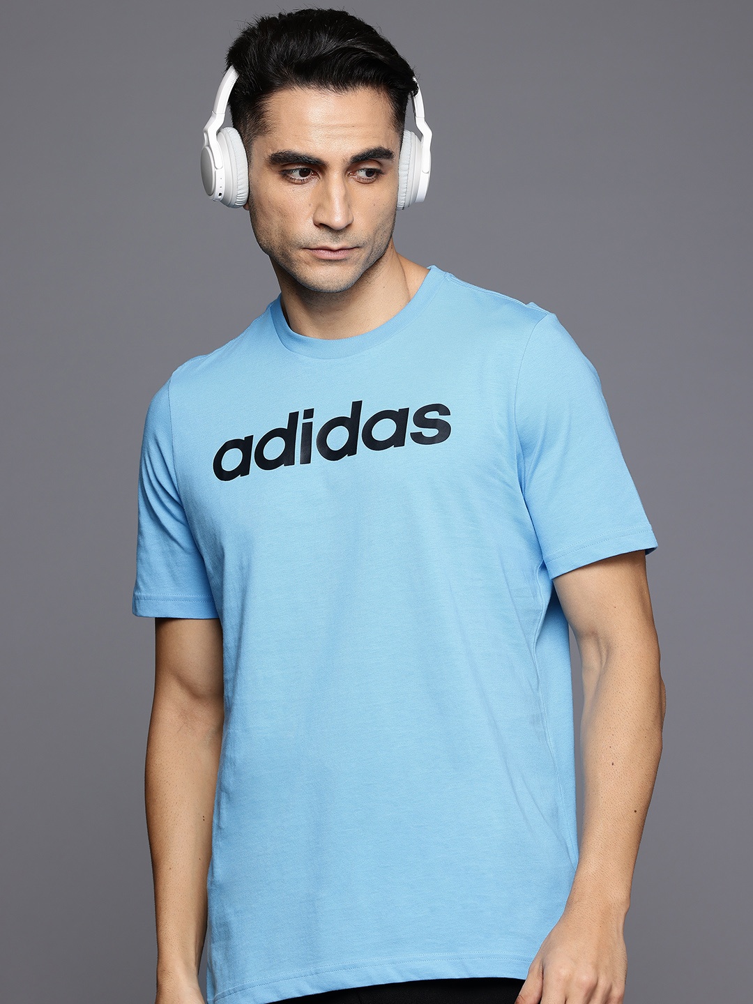 

ADIDAS Essentials Single Jersey Brand Logo Pure Cotton T-shirt, Blue