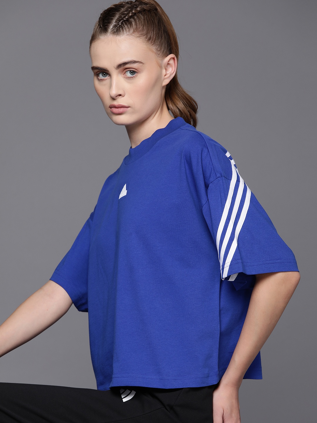 

ADIDAS Relaxed Fit Side Striped Sports T-shirt, Blue