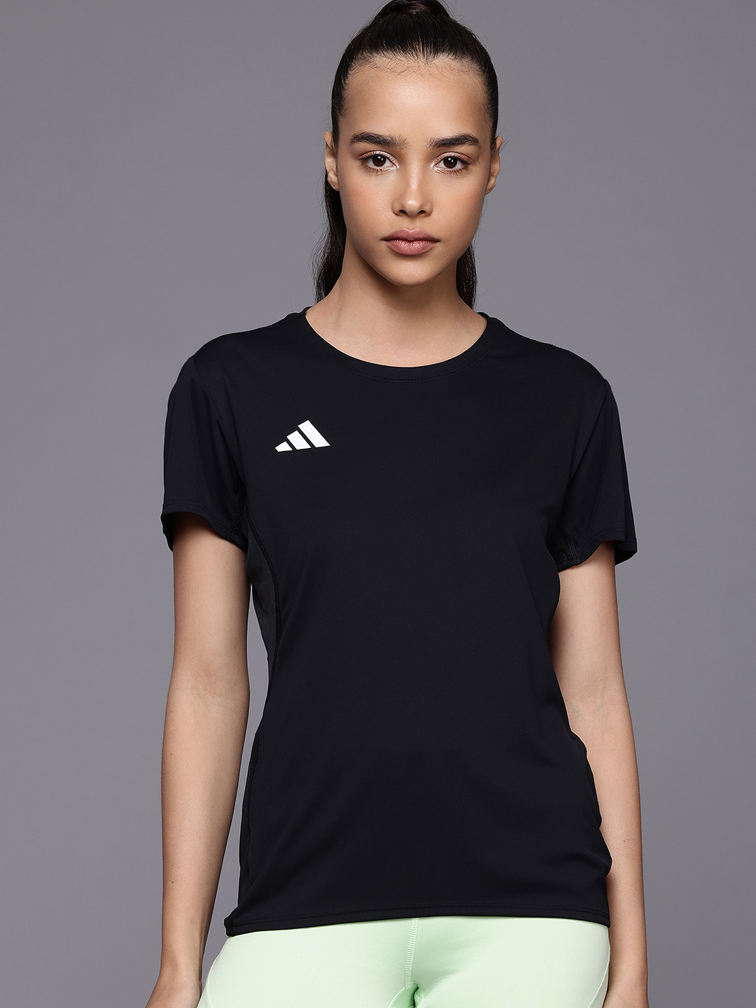 

ADIDAS Women Printed Slim Fit T-shirt, Black