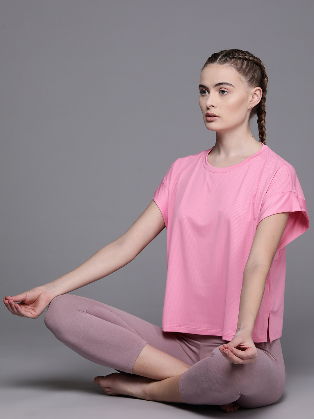 

ADIDAS Women Studio Yoga T-shirt, Pink