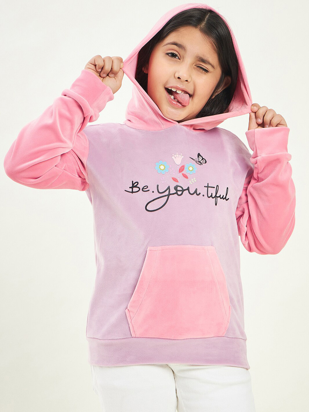 

Stylo Bug Girls Typography Printed Hooded Pullover Sweatshirt, Pink