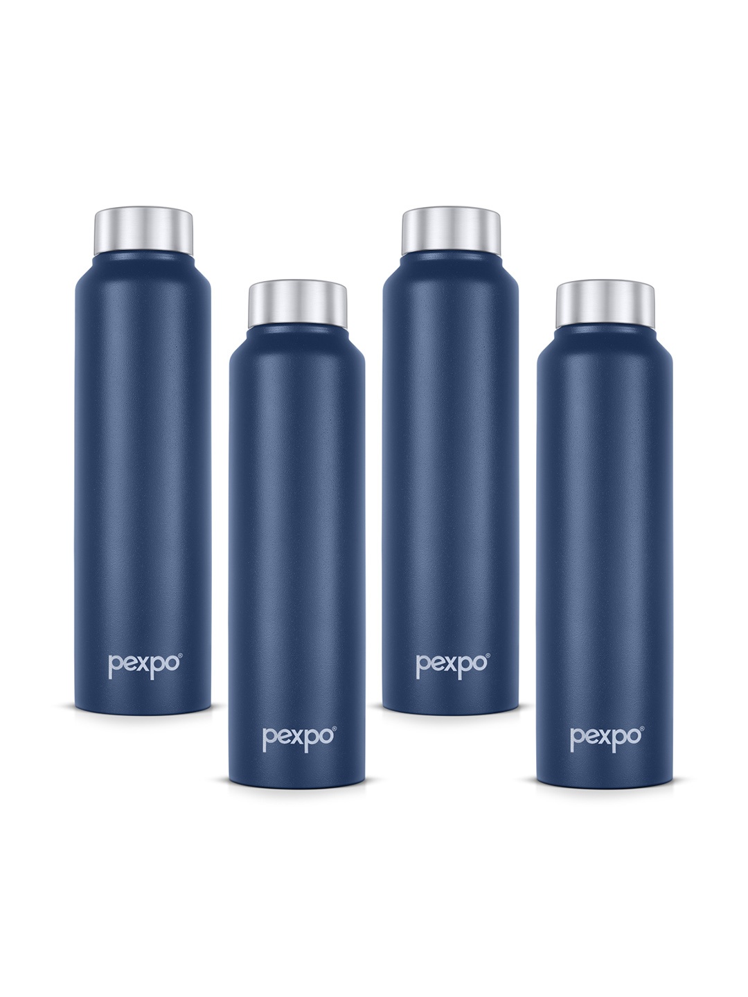 

Pexpo CHROMO Set of 4 Fridge Water Bottle 1L Single wall Blue Stainless Steel, Navy blue